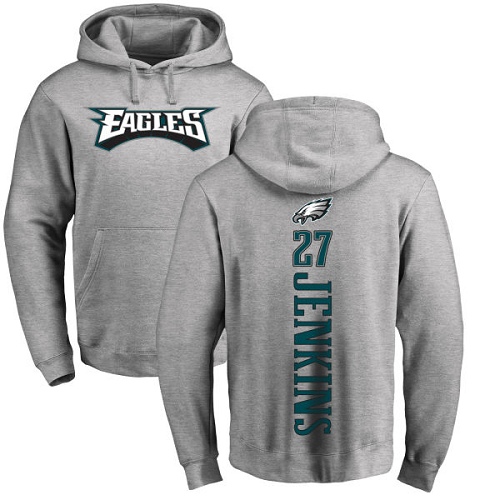 Men Philadelphia Eagles 27 Malcolm Jenkins Ash Backer NFL Pullover Hoodie Sweatshirts